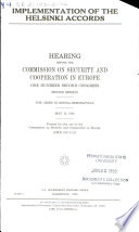 Implementation of the Helsinki accords : hearing before the Commission on Security and Cooperation in Europe, One Hundred Second Congress, second session : the crisis in Bosnia-Hercegovina, May 12, 1992