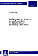 Die Bedeutung der Theologie Johann Tobias Becks für die Entwicklung der Theologie Karl Barths /